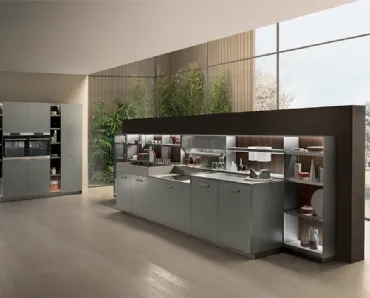 Cucina Design lineare Soul 03 in Pietra Piasentina e Laccato opaco di Ernestomeda