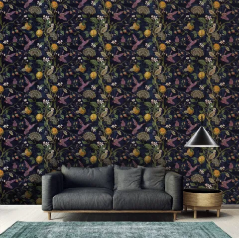 Carta da parati Lemons and birds di Adriani e Rossi