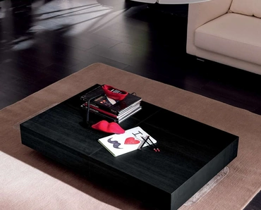 Tavolino trasformabile Box in legno di Rovere Wild Carbone di Ozzio