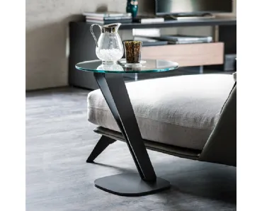 Tavolino con base in acciaio e piano in cristallo trasparente Falco di Cattelan Italia