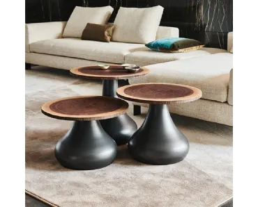 Tavolino di design Rio con top in MDF impiallacciato con sezione di tronco di Cattelan Italia