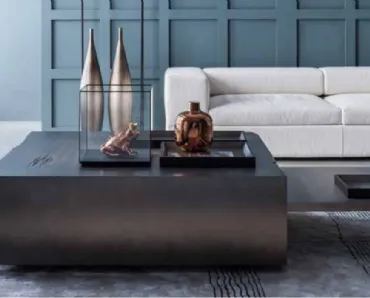 Tavolino in laccato goldenblack Double di Adriani e Rossi