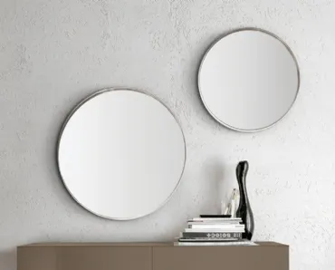 Specchio rotondo Face to Face con cornice in acciaio di Alivar