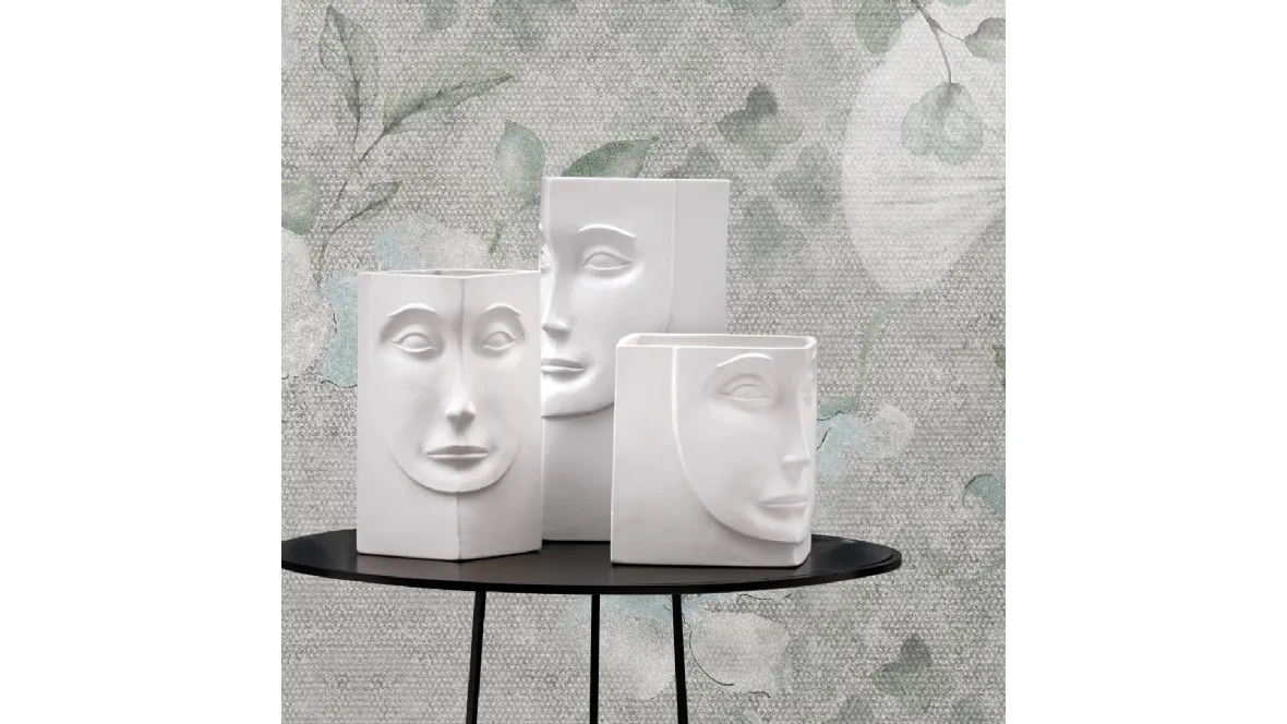 Vaso in ceramica con viso Ginevra & Artù di Adriani e Rossi