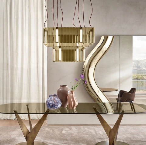 Specchio Magnifico con cornice oin vetro curvato di Fiam