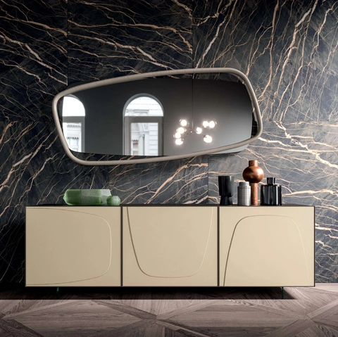 Specchio con cornice in legno Golden Wood di Ozzio