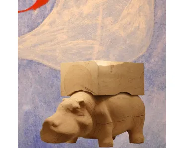 Pouf Hippo Wagon Wood in legno di Adriani e Rossi