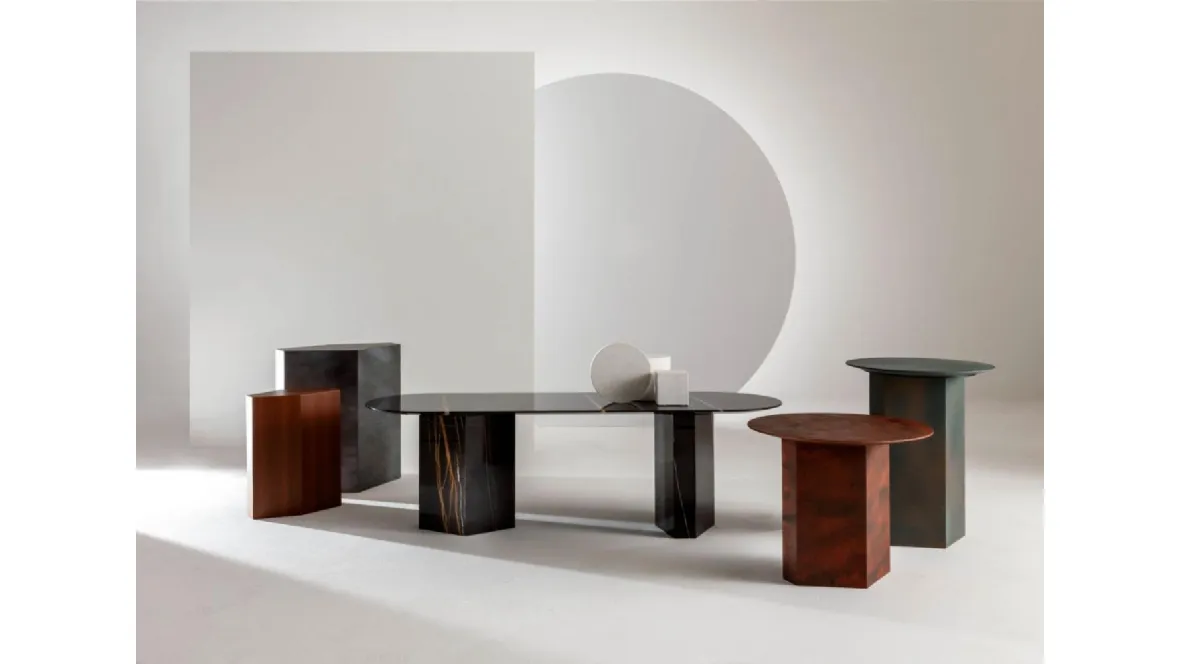 Tavolini di design in marmo, legno o laccato Imperfetto di Laura Meroni