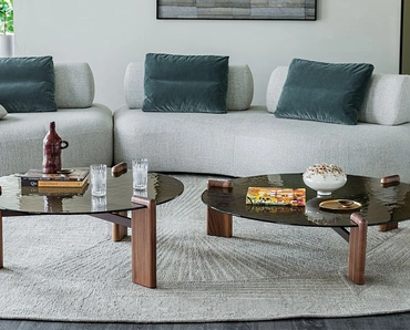 Tavolino Lagoon in vetro e legno di Cattelan Italia