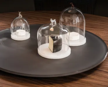 Vassoio contenitore centrotavola girevole in cristallo extrachiaro acidato verniciato di Cattelan Italia