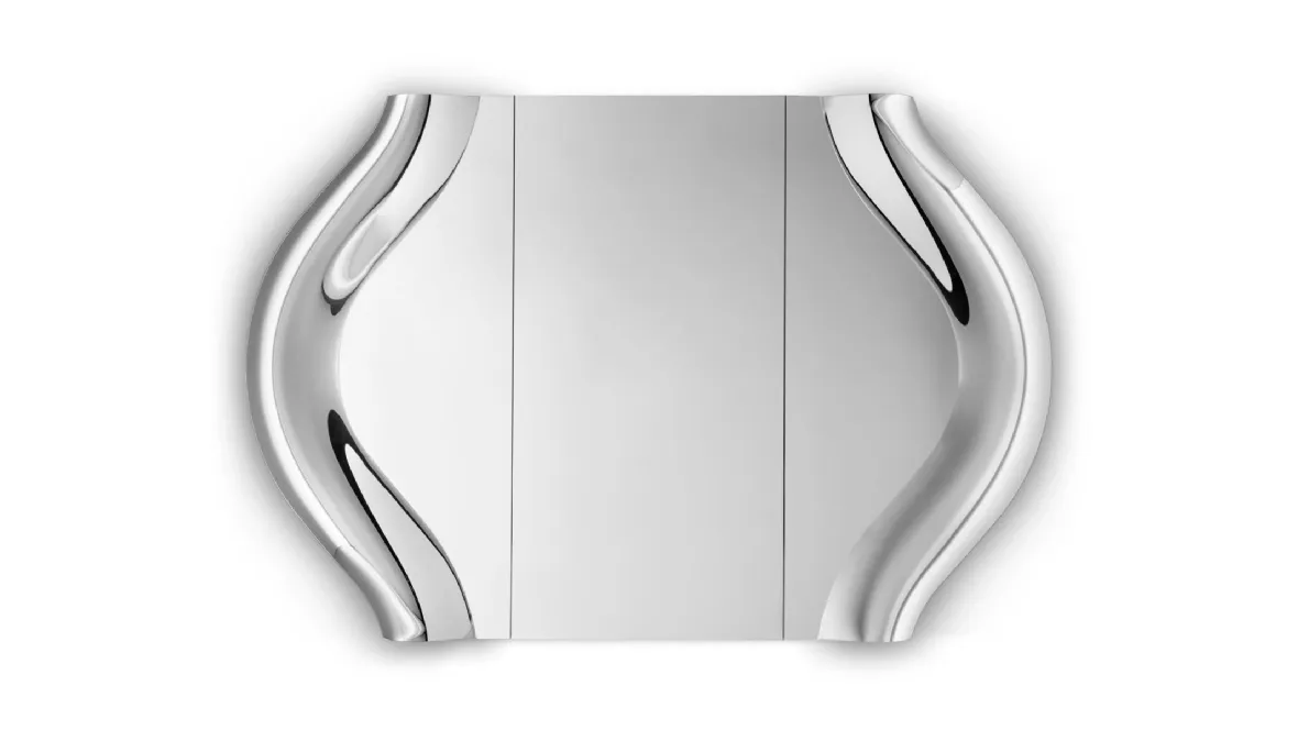 Specchio Magnifico con cornice in vetro curvato di Fiam