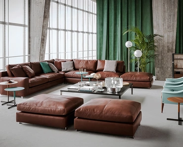 Pouf in pelle Massimosistema di Poltrona Frau