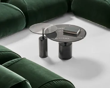 Tavolino rotondo Nordik con top in marmo o vetro di Rosini Divani