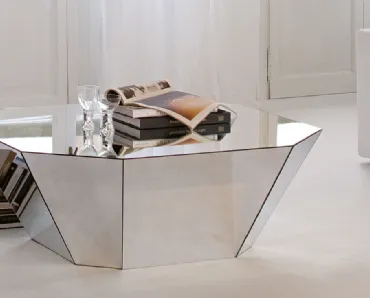 Tavolino rivestito completamente in cristallo specchiato Otto di Cattelan Italia