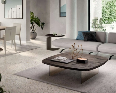 Tavolino in legno con base in cristallo Aurelius di Ozzio