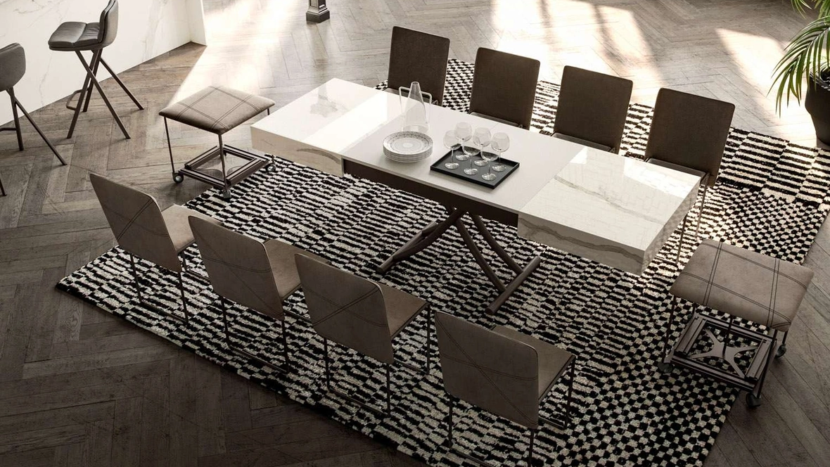 Tavolino trasformabile Box in marble glass di Ozzio