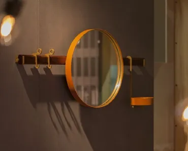Appendiabiti in legno con specchio integrato Ren di Poltrona Frau