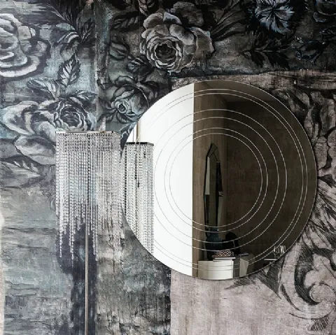 Specchio rotondo con incisioni concentriche Ring di Cattelan Italia