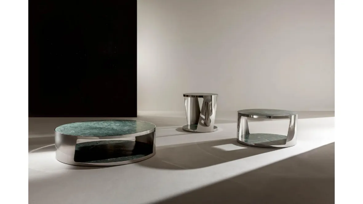 Tavolino con top in marmo e struttura in metallo Shadow di Laura Meroni