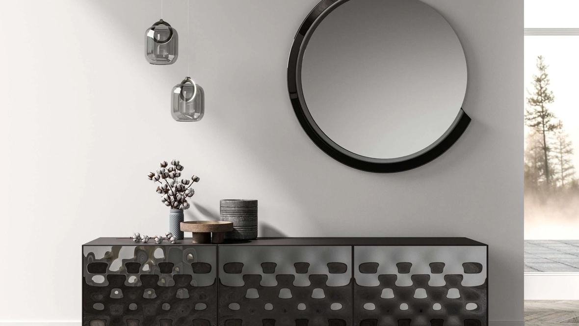 Specchio Kelly con cornice in vetro di Ozzio