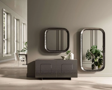 Specchio con cornice in vetro bocciardato Raggio di Ozzio