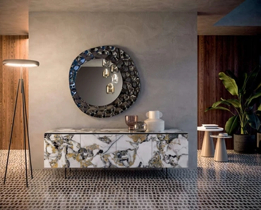 Specchio di design con cornice in vetro Sea di Ozzio