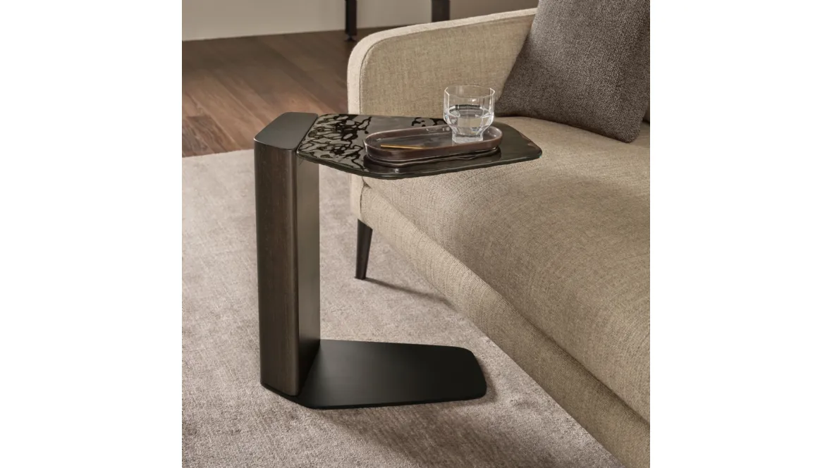 Tavolino in vetro e legno massello Stone di Fiam