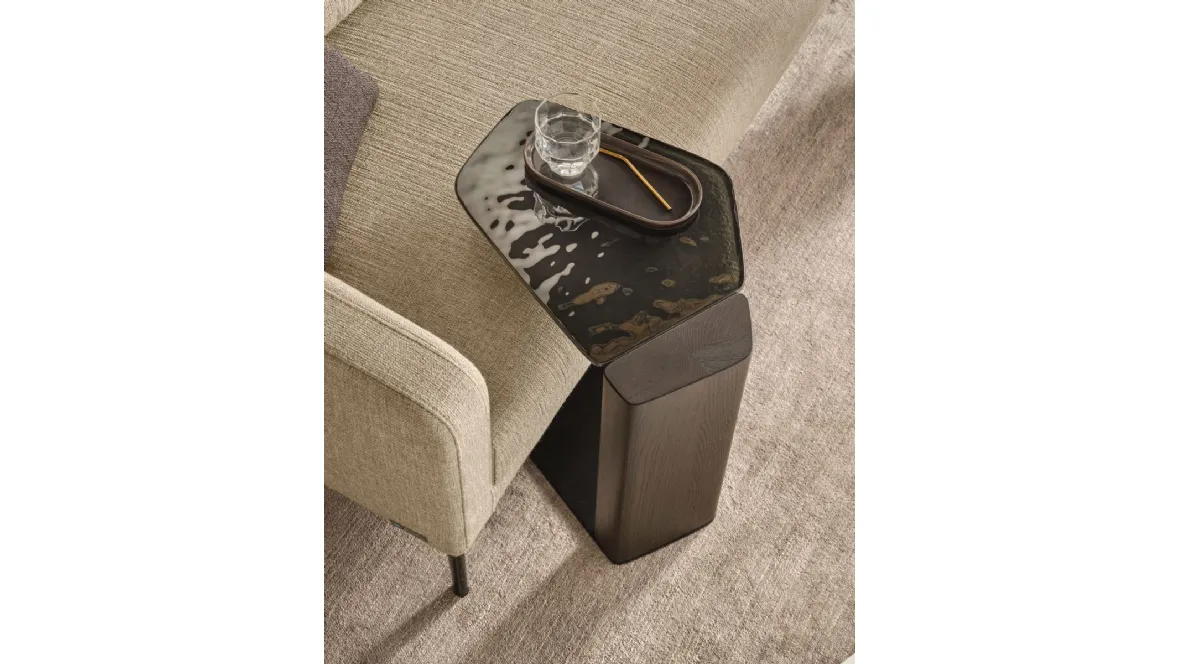 Tavolino in vetro e legno massello Stone di Fiam