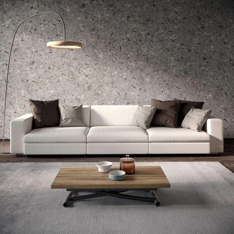 Tavolino Trasformabile Sydney in Eco Legno Vecchio Antico e metallo di Ozzio