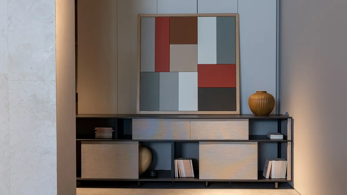 Quadro decorativo geometrico in pelle Tableau di Poltrona Frau