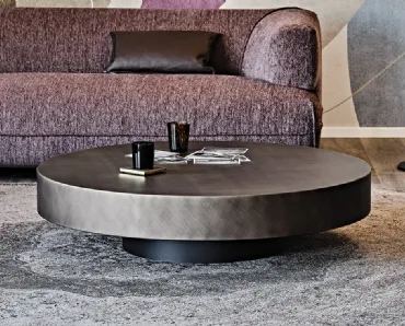 Tavolino rotondo con top in legno verniciato Brushed Grey Arena di Cattelan Italia