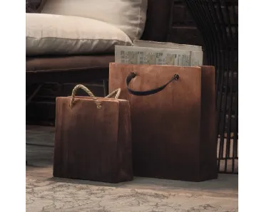 Vaso contenitore in ceramica opaca rigata Bag di Adriani e Rossi