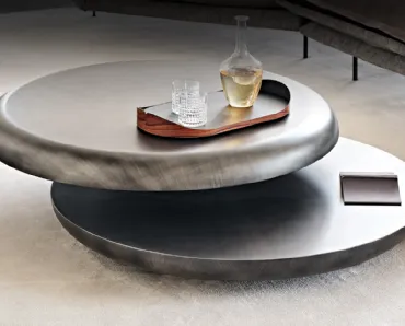 Tavolino in legno Brushed Grey con piano superiore girevole Yo-Yo Brushed di Cattelan Italia