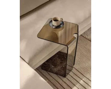 Tavolino in vetro con base in marmo York di Fiam