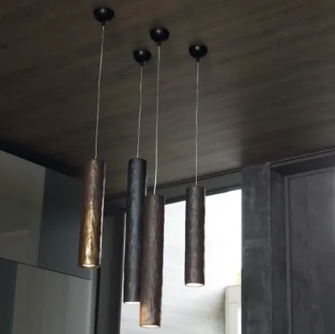 Lampada a sospensione in metallo bronzato Candle di Adriani e Rossi