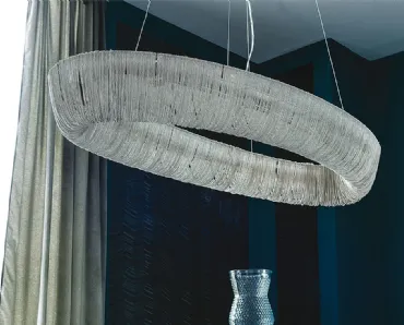 Lampada da soffitto con catenelle in alluminio Cellini di Cattelan Italia