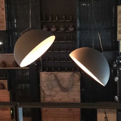 Lampada a sospensione in metallo verniciato nero Domus Degree di Adriani e Rossi