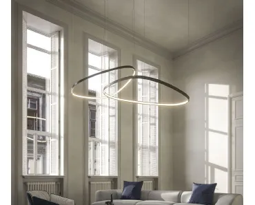 Lampada a sospensione Magellano Magnum in acciaio verniciato titanio di Cattelan Italia