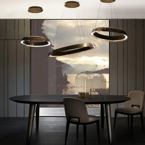 Lampada a sospensione Swirl in ottone acidato di Laura Meroni