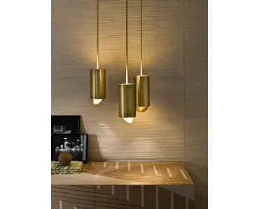 Lampada in ottone con disco inferiore orientabile Tubo Sospensione MF 40 di Laura Meroni