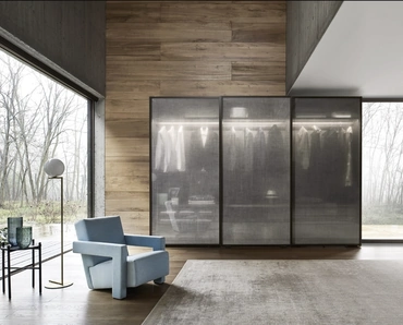 Armadio scorrevole Scrigno in vetro tramato di Sangiacomo