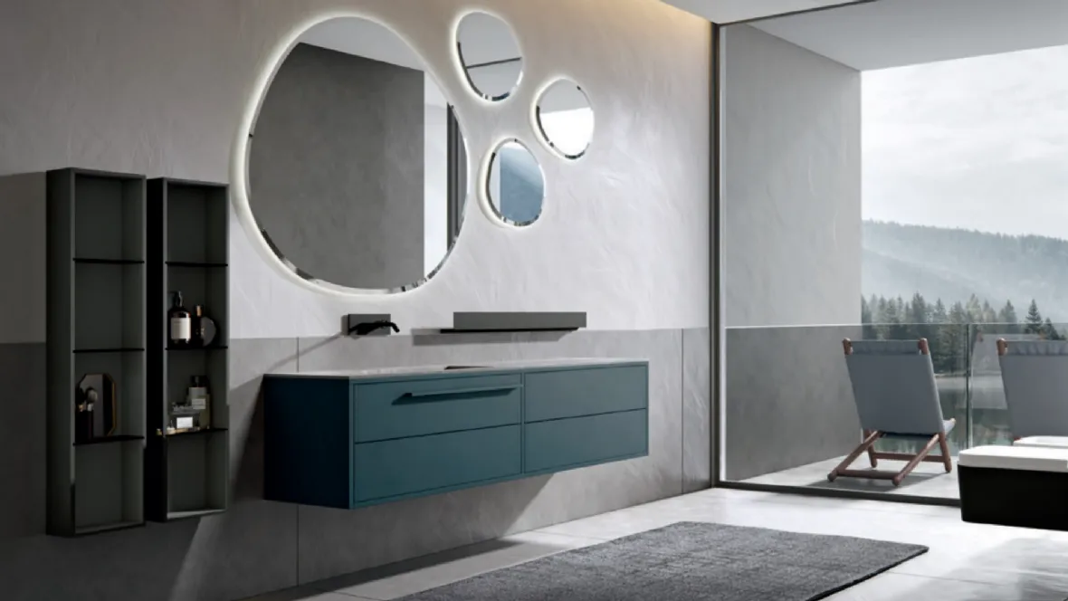 Mobile da Bagno sospeso in laccato opaco Ade 003 di Edoné
