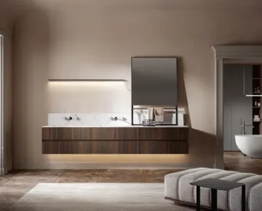 Mobile da Bagno sospeso Artemide 01 in rovere termotrattato di Edoné