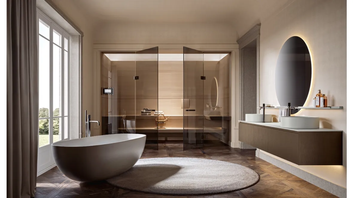 Mobile da Bagno sospeso Artemide 02 in nobilitato reflex bronzo di Edoné