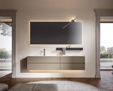 Mobile da Bagno sospeso Artemide 03 laccato camoscio di Edoné