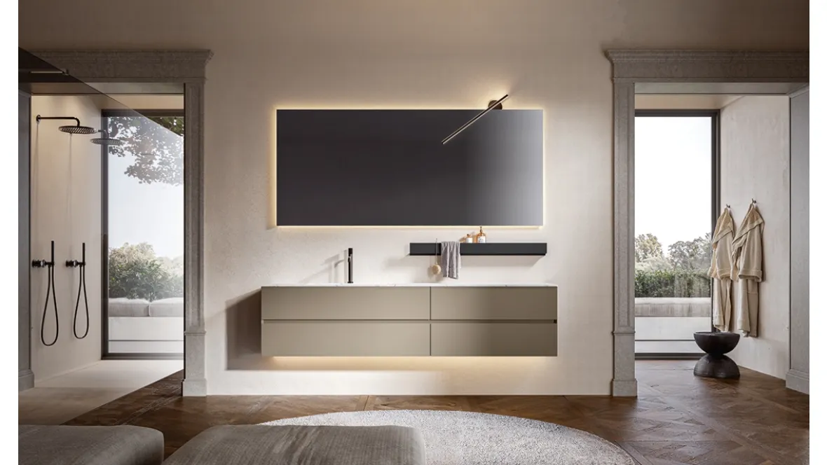Mobile da Bagno sospeso Artemide 03 laccato camoscio di Edoné