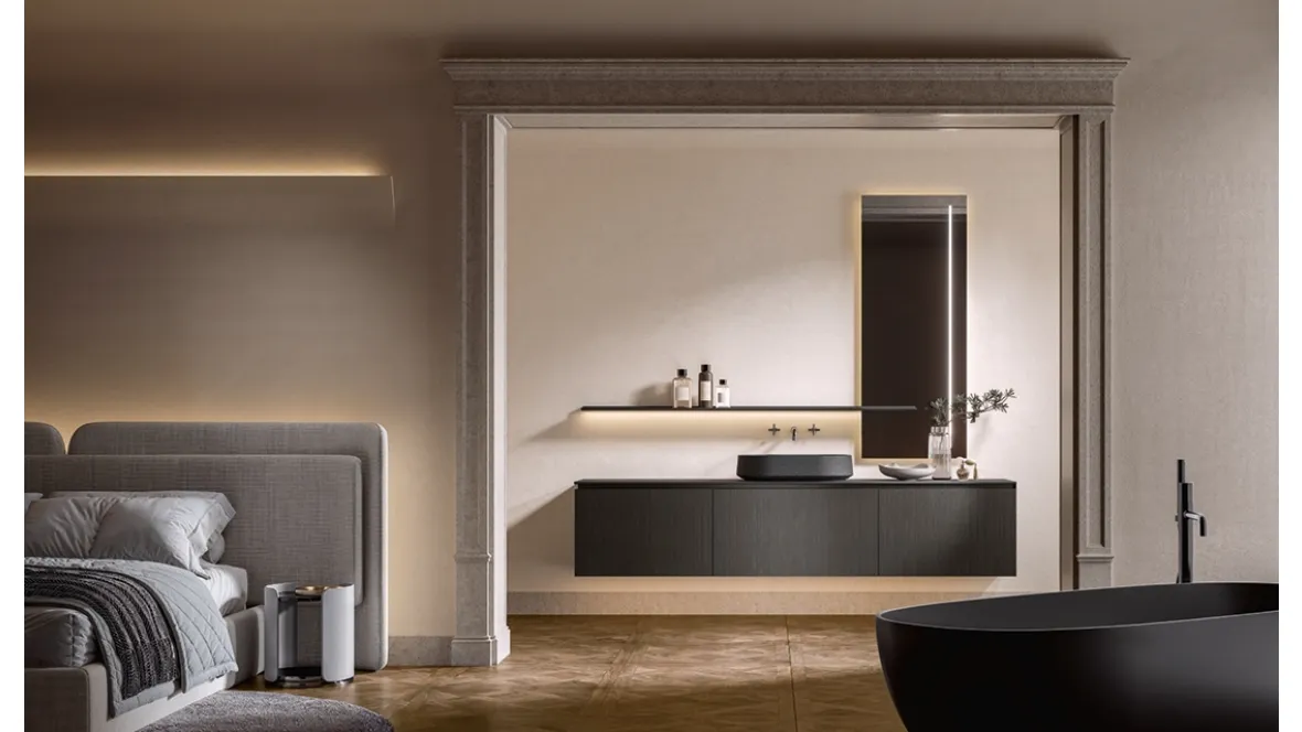 Mobile da Bagno sospeso Artemide 04 in nobilitato rovere timut di Edoné