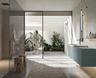 Mobile da Bagno sospeso laccato denim Atena 03 di Edoné