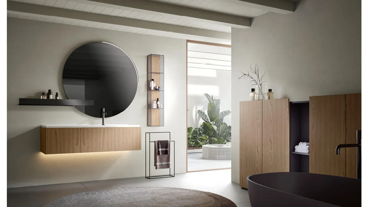 Mobile da Bagno sospeso Atena 05 in nobilitato rovere zenzero di Edoné