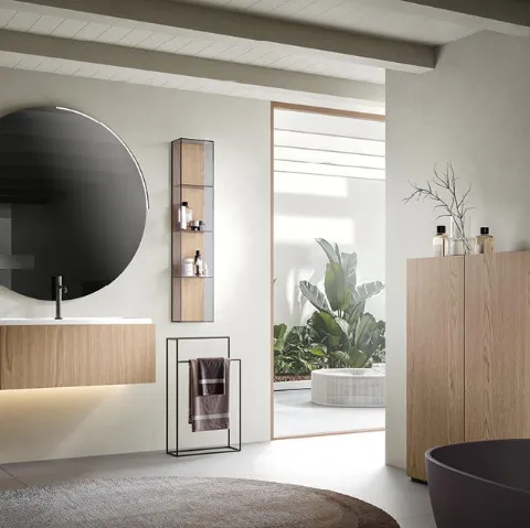 Mobile da Bagno sospeso Atena 05 in nobilitato rovere zenzero di Edoné